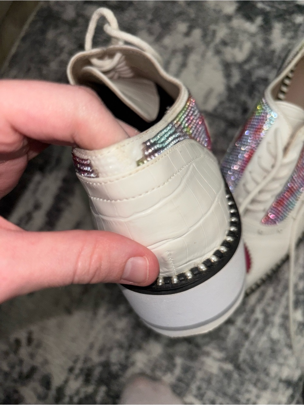 Betsey Johnson White Platform Wingtip Oxfords with Multicolor Sparkle - Picture 4 of 4